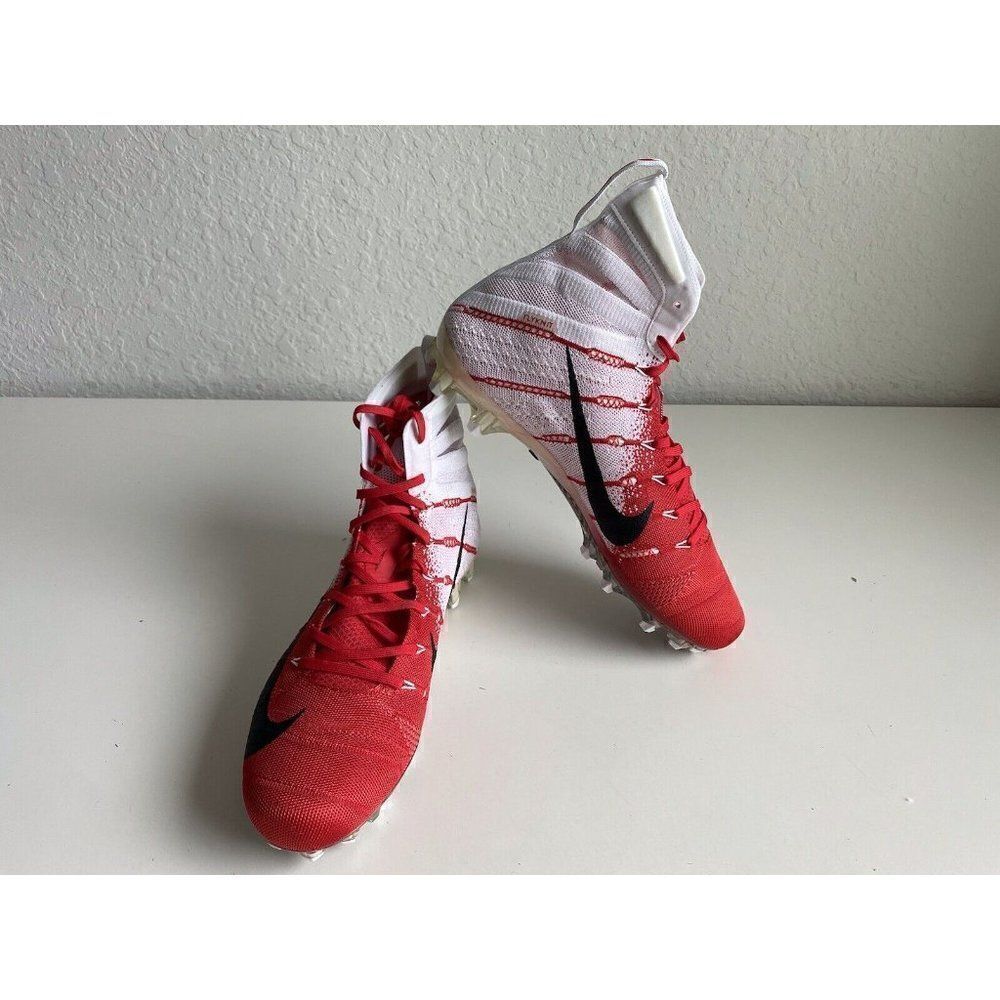 Nike Vapor Untouchable 3 Elite Football Cleats White Gym Red Sz 12.5 AO3006-160